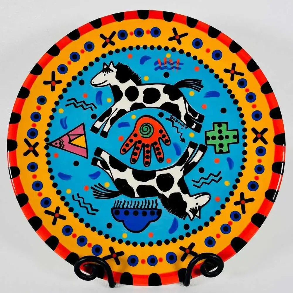 Vibrant Handpainted Ceramic Plate